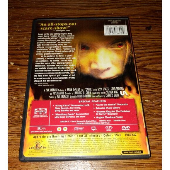 Carrie (DVD, 2006, Stephen King, Widescreen) - Picture 3 of 3